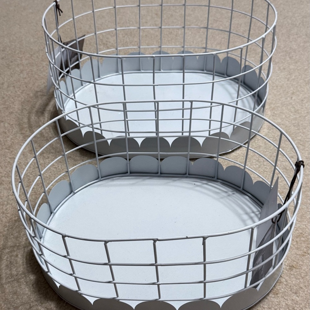 White Wire Storage Baskets